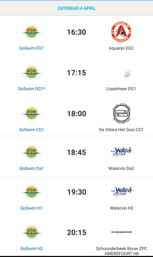 GoSwim wedstrijden week 14-2019